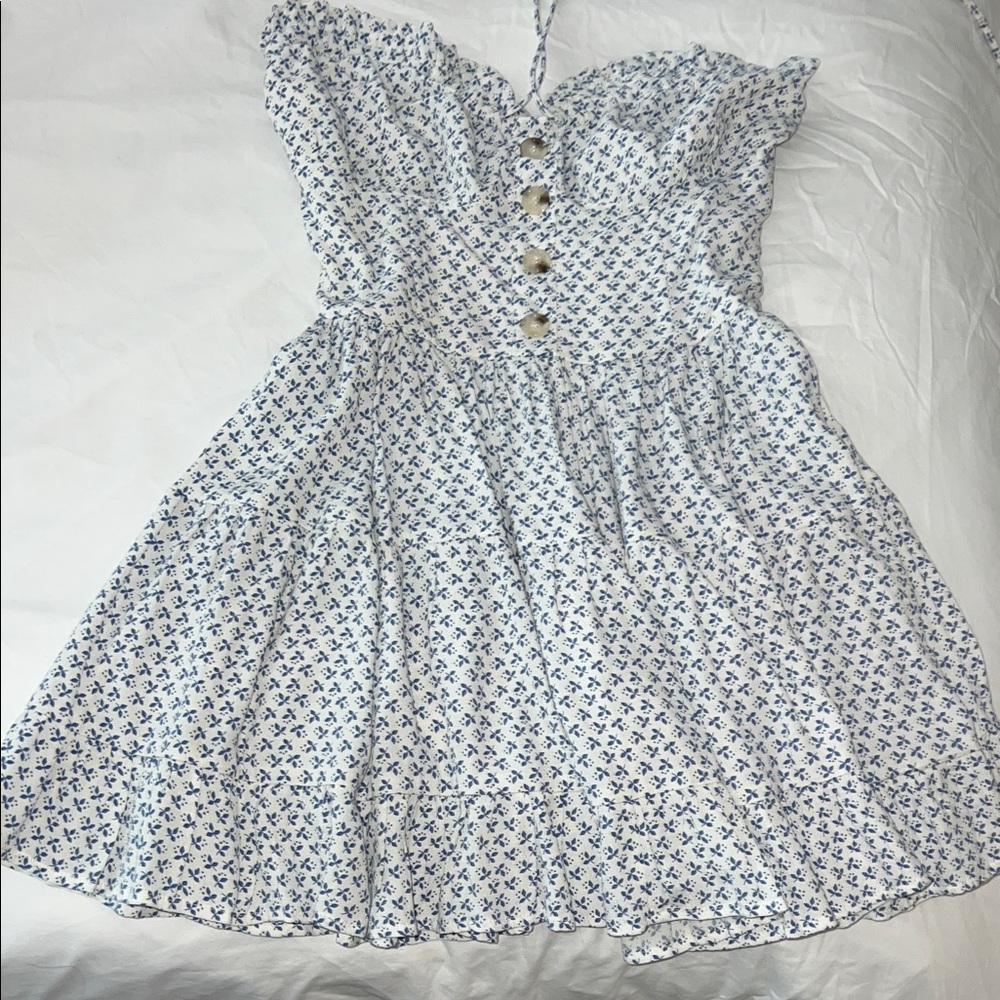 Blue and White Floral Mini Dress